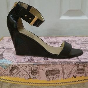 Marc Fisher Black Leather Wedge Heels
